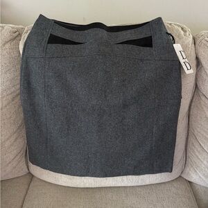 Dalia Collection Gray Mini Pencil Skirt with Cut Out Details